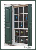 Old Salem Window with Green Shutters