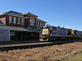 Trackside with a passing freight train