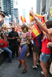 Spain Win the FIFA 2010 Soccer fans celebrate in Time Square NYC