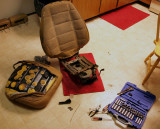 Tearing The First Bucket Seat Apart...It's Warmer In The Kitchen Than Out In Garage.