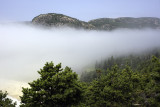 Fog-hidden Beehive from Trail above Sand Beach