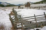 Old Barn with snowy creek