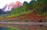 Pastel pink sunrise, Maroon Bells, Aspen, CO