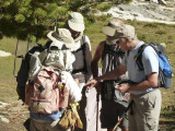 Deciding the day's route.