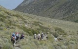 Descending through desert-like terrain.