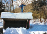 Skiing on Leanto Roof