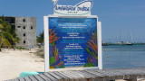 Sign along the beach for diving, one of Ambergris Caye's biggest tourist attractions.