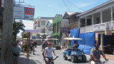 One of the main streets of San Pedro. Bicycles and golf carts are popular way to get around.