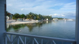 A view from the dock of the beach.
