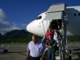 Deplaning in Rarotonga, Cook Islands