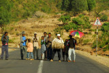 Tiny timkat celebration blocking the road