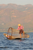 Inle Lake fisherman leg-rowing