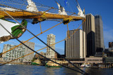 Bowsprit of the Cuauhetemoc with Circular Quay, Sydney