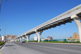 Monorail and road leading to the Atlantis Hotel on the cresent of Palm Jumeirah