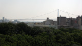 View out to the distant Akashi Kaikyō Bridge