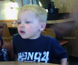 October 2007 - Kyler about to have breakfast at a restaurant in Colorado Springs