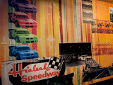 June 2017 - wallpaper memorial to Hialeah Speedway inside the restroom hallway at Applebee's in Hialeah