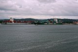 Gatun locks and ships transiting
