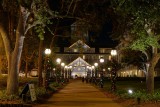 Beach Club rear entrance at night