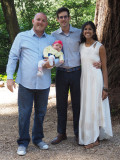 With brother and child