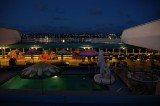 Pool deck at night