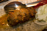 Skewered mushrooms & cottage cheese, spinach @ San-Qi