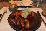Overnight marinated baby leg of lamb 'Sikandari Raan' tandorri glazed with garlic naan @ San-Qi