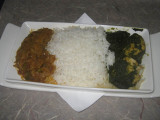 ANA flight: Main - Chicken spinach curry and spicy braised cabbage with rice