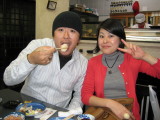 Yoshio and Sari, enjoying one of about 15 rounds of various sashimi, sushi and soup. I can't imagine EVER having better sushi.