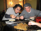 We'd heard of 'Japanese pancake houses' and requested that. Keith took us a to a yummy place where we had very different 'cakes.