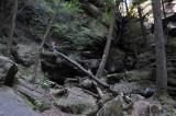 Climbing up from the lower falls of Old Man's Cave