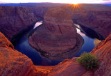 (STRE11) Last light at Horseshoe Bend, an entrenched meander near Page, AZ