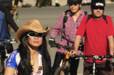 Rosalie Kneebone, after riding up Fargo, controlled the Flow of Riders up the Hill