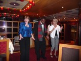 Susan & Silda (tablemate) Dancing with Joseph (waiter)