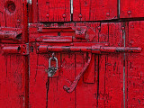 Red Door Open Latch Posterized