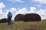 Scientists/archeologists were working where the red hats/hair were quarried.