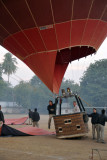 The balloon lifts the basket to the upright position