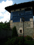 Blue painted tower at the Baba Arabati tekke