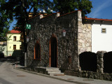 Public restroom done in old stone