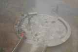 Hikers at the base of Clingman's Dome tower.