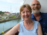 Bryan & Linda going thru the canal