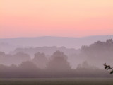 Morning mist , looking north from Bow House (A489)