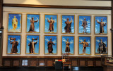 Photographs of the statues of figures from Turkmen history found in Ashgabat
