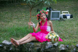 Girl recording her own music video