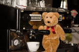 Trying my paw as a bear-ista at the Lord Lyndoch
