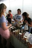 Angela buying homemade jelly at Hilo Farmer's Market