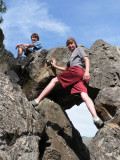 Rock climbing was fun on our hikes.