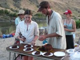 Victoria helps Brian with very important Dessert Duty