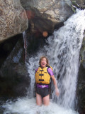 A quick dip beneath a waterfall is refreshing