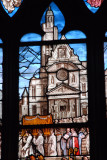 Stained glass window of the arrival of the relics of Ste-Geneviève at Saint-Étienne-du-Mont